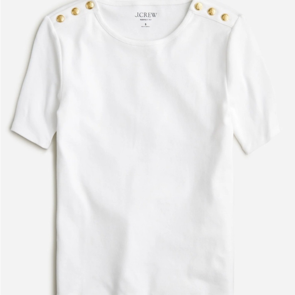 Perfect-fit Elbow-sleeve T-shirt with buttons for Women